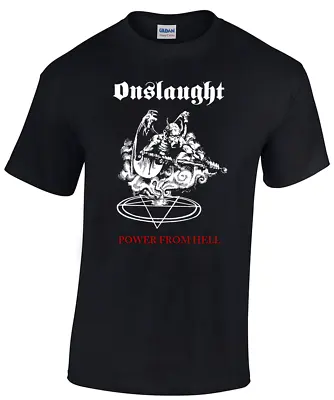 Buy ONSLAUGHT Power From Hell Shirt Slayer Venom Exumer Razor Thrash Possessed Sodom • 11.20£