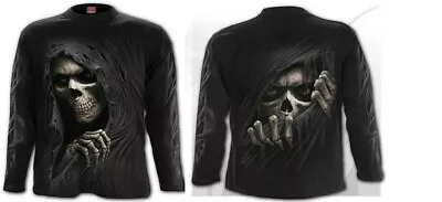 Buy Grim Reaper Mens Long Sleeve Halloween T Shirt Black Gothic Top Spiral M-XXL New • 19.19£