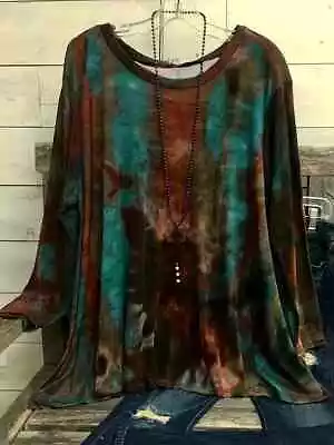 Buy New Plus Size 18 20 22 24 26 Multicolour Dyed Print T Shirt Top Blouse Stretch • 9.99£