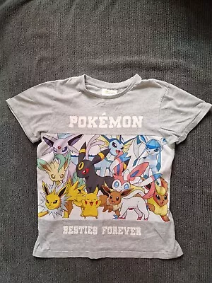 Buy Pokemon T Shirt Eevee Evoultions Size 13-14 Years Vgc Grey Vapereon Sylveon • 0.50£
