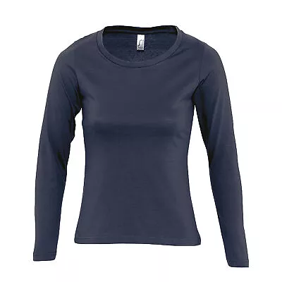Buy SOLS Womens/Ladies Majestic Long Sleeve Coloured Cotton T-Shirt PC314 • 6.59£