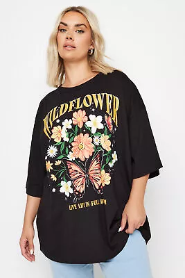 Buy Yours Curve Women's Plus Size 'Wildflower' Slogan Oversized T-Shirt • 20.99£