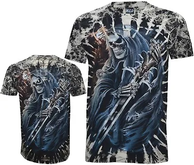 Buy Grim Reaper With Sword Skull Moon Glow In The Dark Tie Dye T-Shirt M-4XL By Wild • 15.95£