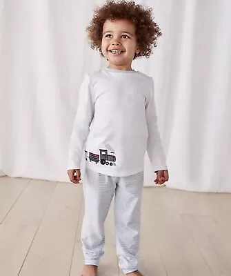Buy The Little White Company Boys Train Side-Wrap Pyjama 7-8 Years - Brand New • 21.99£