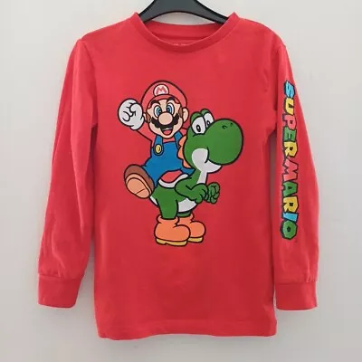 Buy Next Boys Super Mario Top Age 5 6 Red Long Sleeve Thin Mario Yoshi Nintendo  • 9.99£