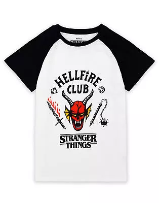 Buy Stranger Things White Hellfire Club Short Sleeved T-Shirt (Unisex Kids) • 11.99£