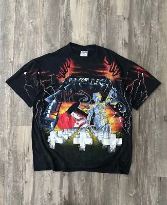 Buy Vintage 1991 Metallica AOP 5 Album Master Of Puppets Tee Sz XL RARE GRAIL BAND • 363.07£