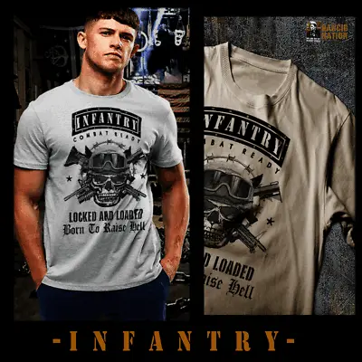 Buy Infantry T-shirt Army 11B Combat Ready Raise Hell 0311 Grunt Locked And Loaded • 18.63£