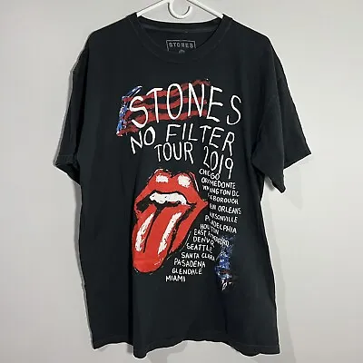 Buy Rolling Stones No Filter Tour 2019 Black Red Music Short Sleeve T-Shirt Mens XL • 28.01£