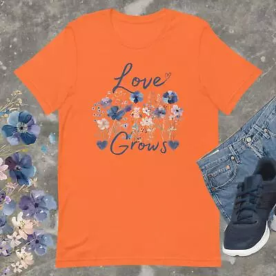 Buy Love Grows T-Shirt Flower Vintage Distressed Rustic For Women Bella Canvas 3001 • 19.54£