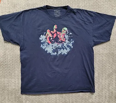 Buy Attack On Titan Shirt Adult Blue Graphic Season 2 Short Sleeve Men's Size 3XL • 12.54£