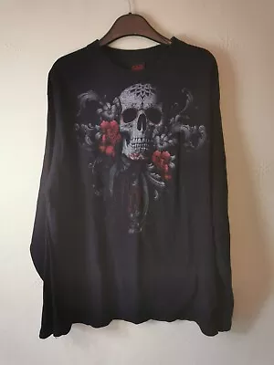 Buy Spiral Long Sleeved T Shirt Top Black Skull Day Of The Dead XXL 2XL Rock Grunge  • 15£
