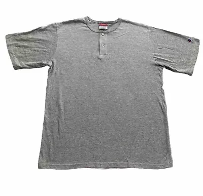 Buy Champion Shirt Adult Medium Gray Logo Casual Henley • 9.34£
