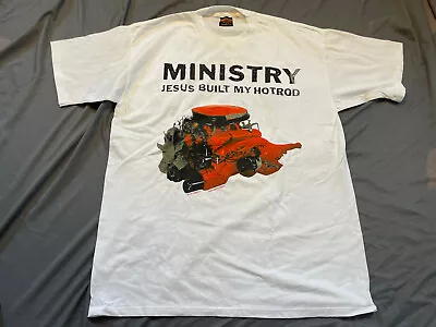 Buy Vtg Ministry Jesus Built My Hotrod T-Shirt OG 1991 Deadstock NOS Alt Industrial • 280.07£