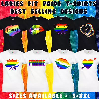 Buy Ladies Pride T Shirt Womens Top Lgbtq Gay Lesbian Rainbow Flag Gay Pride New • 8.99£