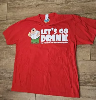 Buy Family Guy Graphic T Shirt Red Men’s L 2011 Peter Griffin Let’s Go Drink • 8.99£