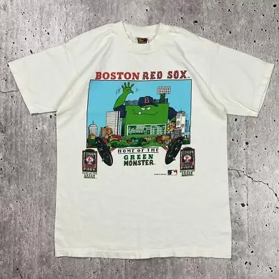 Buy Vintage 90s MLB Boston Red Sox Baseball Graphic T-Shirt White Size Medium • 25£
