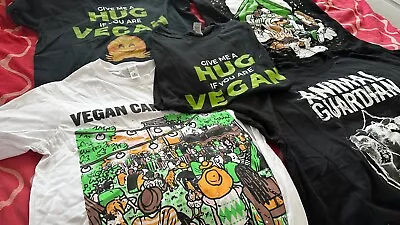 Buy 5 X Vegan Design T-Shirts (mostly New) Animal Guardian + Vegan Camp Out Clothing • 40£