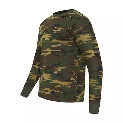 Buy Army T Shirt Long Sleeve Top Light US Military Style Camouflage Woodland Camo • 11.99£