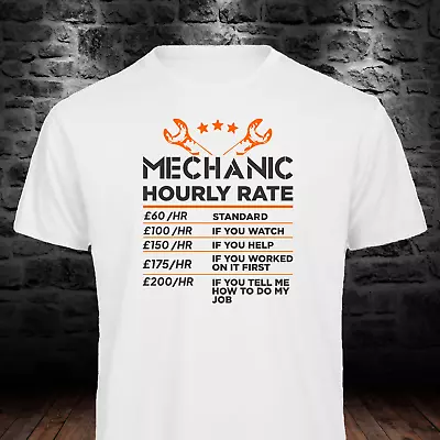 Buy Mechanic's Hourly Rate Humor Tee | Funny Garage T-shirt For Auto Pros | • 12.89£