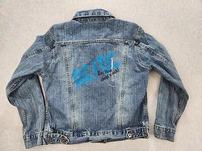 Buy Vintage Rockware AC/DC Band Tour About To Rock Denim Blue Jeans Jacket SZ  Large • 30.80£