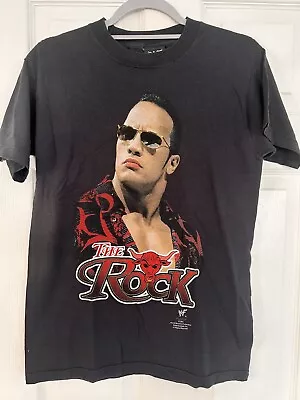 Buy Vintage The Rock T Shirt Small Black 2001 WWF WWE Wrestling • 25£