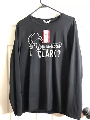 Buy NEW With Tags PatPat You Serious Clark? Black Long Sleeve T-shirt - Men's LARGE • 14.89£