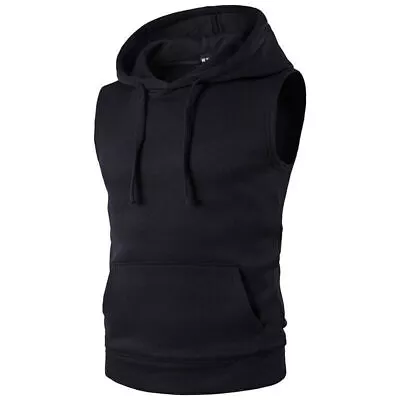 Buy Mens Sleeveless Hoodie Hooded Sweatshirt Tank Top Fitness Casual Sport Vests • 17.54£