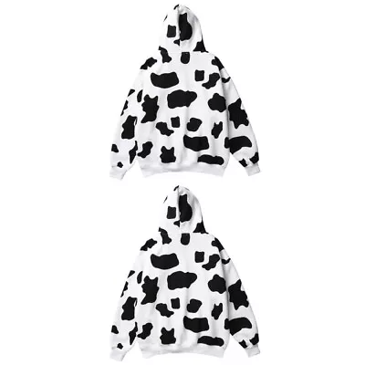 Buy  2 Pieces Ladies Sweaters White Sweatshirt For Men Cow Women Hooded • 23.49£