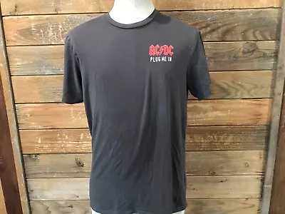 Buy AC/DC Plug Me IN Promo Grey T-shirt 100% Cotton Athletic Large Read Angus • 13.99£