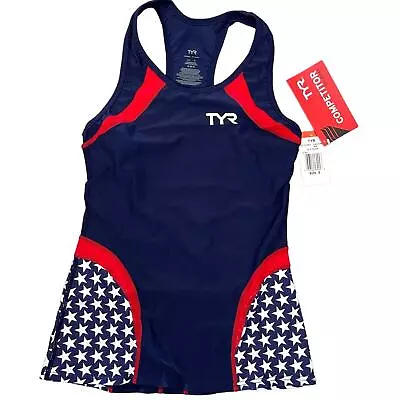 Buy TYR Competitor Womens Tank Compression Top TEAM USA Red White Blue Size Small • 25.16£