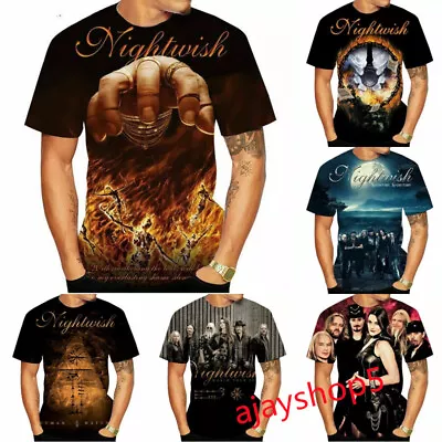 Buy Kids Adult 3D Nightwish Rock Band Short Sleeve T-Shirt Tee Pullover Top Gifts • 8.99£