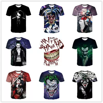 Buy Harley Quinn The Joker 3D Printed T Shirts Short Sleeve Tops Basic Tee For Kids • 11.99£