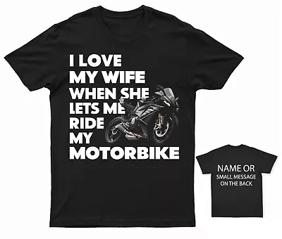 Buy Humorous Biker Love T-Shirt – 'I Love My Wife' Motorbike Enthusiast Tee • 13.95£