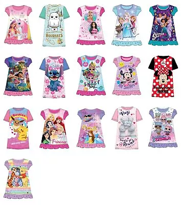 Buy Girls Kids Character Nightdress Nightgown Pyjamas Nightie Nighty Dress Age 2-10 • 7.99£