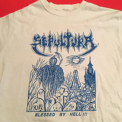 Buy Sepultura Blessed By The Hell Men T-shirt White Short Sleeve All Sizes JJ744 • 20.39£