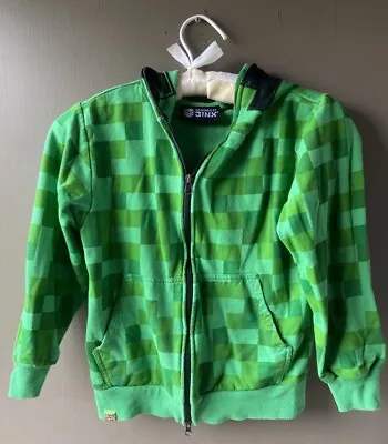 Buy Jinx Minecraft Creeper Face Hooded Cosplay Green Youth Sweatshirt Size Small • 13.19£