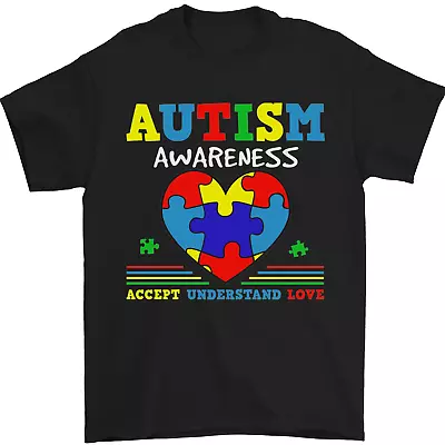 Buy Autism Awareness Autistic Love Accept ASD Mens T-Shirt 100% Cotton • 10.48£