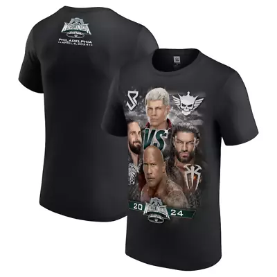 Buy Wrestlemania 40 Men's T-Shirt WWE Rollins & Rhodes Vs Reigns & The Rock - New • 14.99£