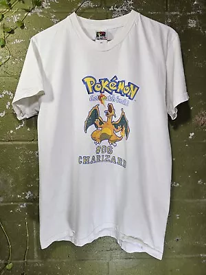 Buy STAINED Vintage Y2K Pokémon Charizard Graphic T-shirt Sz M • 14.91£