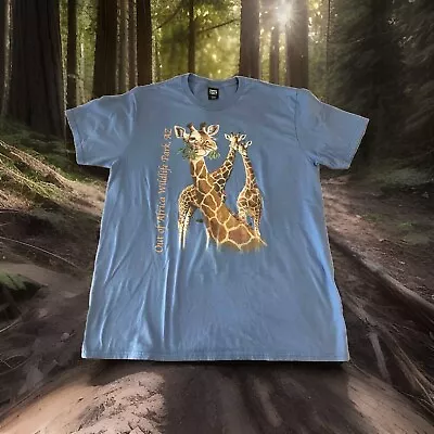 Buy Out Of Africa Wildlife Park AZ Giraffe Graphic T Shirt Blue XL Zoo • 18.64£