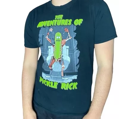 Buy Rick Morty Black Tshirt Pickle Rick Graphic Print Size Large Short Sleeved Cotto • 6.99£