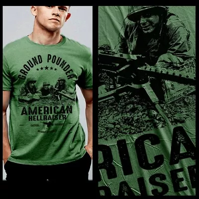 Buy Machine Gunner T-shirt Army Infantry Combat Vet Machine Gun Crew XL Green Tee • 18.63£