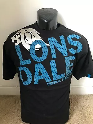 Buy Lonsdale London Mens Large Black Blue Boxing Gym Training  Running Top T-Shirt  • 9.89£