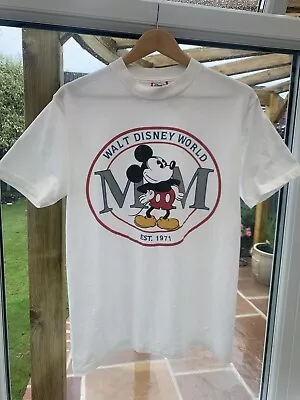Buy Mickey Mouse Vintage Walt Disney Parks Made USA White T- Shirt  Made In USA Med • 24.99£