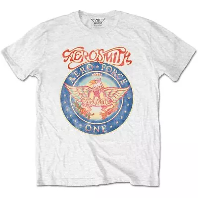 Buy Aerosmith T Shirt Aero Force One Band Logo Official Mens White M • 17.30£
