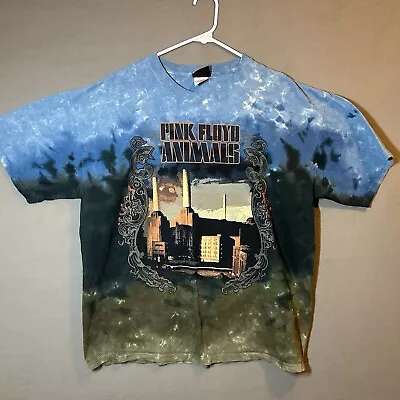 Buy Y2K Pink Floyd Animals T-Shirt Adult XL Blue Tye Dye Liquid Blue RePrint Music • 32.67£