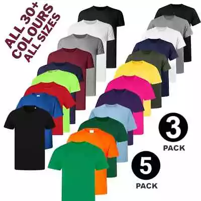 Buy Mens Heavy Blend Plain T-Shirt 100% Cotton High Quality Short Sleeve 3 Pk 5 Pack • 17.99£