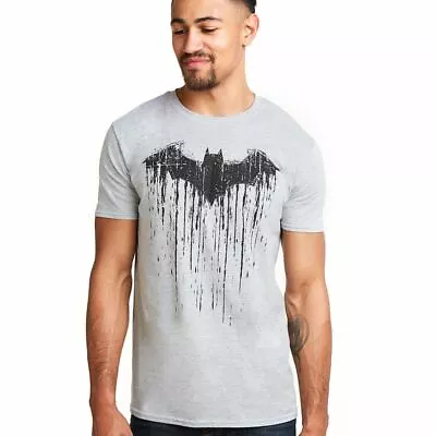 Buy Official DC Comics Mens Batman Paint Logo T-shirt Grey S-2XL • 13.99£