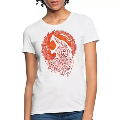 Buy Norse Wolf Fenrir Celtic Knotwork Women's T-Shirt • 18.66£
